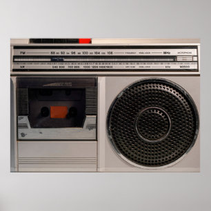 Retro veraltete tragbare Stereo-Radio-Reco Poster