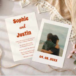 Retro verbrannte Orange-Typografie-Hochzeit Einladung