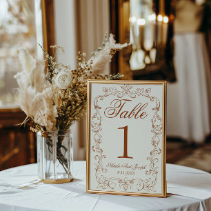 Retro verbranntes Orange Old Money Hochzeitstisch Einladung
