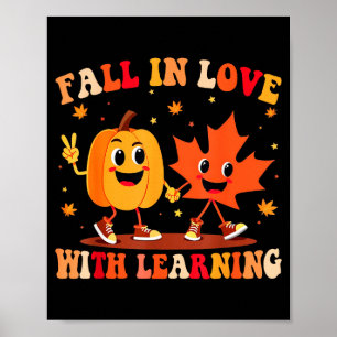 Retro - Verliebe dich in das Lernen Herbst-Kürbis- Poster