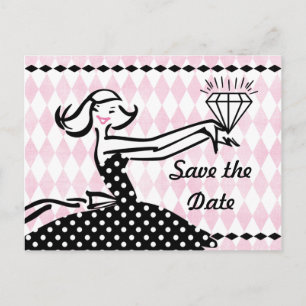 Retro Verlobt II Save the Date Postkarte