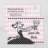 Retro Verlobt II Save the Date Postkarte (Vorne/Hinten)