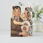 Retro Verlobung Dinner V2 Einladung (Stehend Vorderseite)