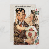 Retro Verlobung Dinner V2 Einladung (Vorne/Hinten)