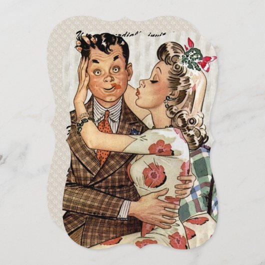 Retro-Verlobung Einladung (Vorne/Hinten)