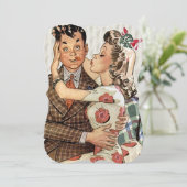 Retro-Verlobung Einladung (Stehend Vorderseite)