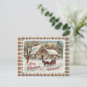 Retro Vermont Christmas Postcard Feiertagspostkarte (Stehend Vorderseite)