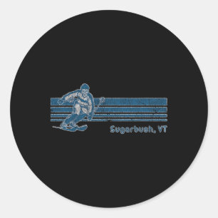 Retro Vermont Distressed Sugarbush Skate Tee Runder Aufkleber