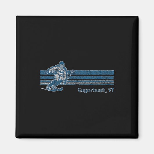 Retro Vermont Distressed Sugarbush Skiing Tee  Magnet (Vorne)
