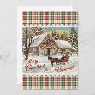 Retro Vermont Weihnachts Flat Holiday Card Feiertagskarte