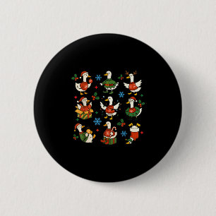 Retro Verrückte Gans Santa Weihnachten Niedlich Fr Button