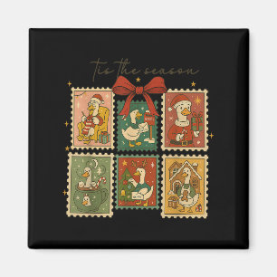 Retro Verrückter Gans Weihnachtsmann Süß Frohe Wei Magnet