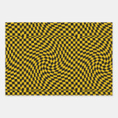 Retro-verschleierte schwarz-gelbe Karos geprüft Geschenkpapier Set (Vorderseite)