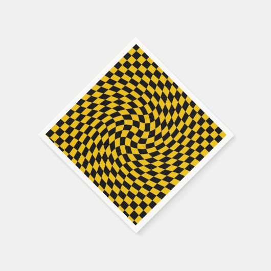 Retro-verschleierte schwarz-gelbe Karos geprüft Serviette (Ecke)