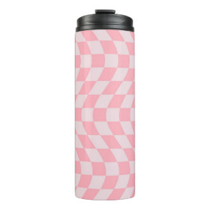 Retro-verschliffene, rosa Lila Karo geprüft Thermosbecher