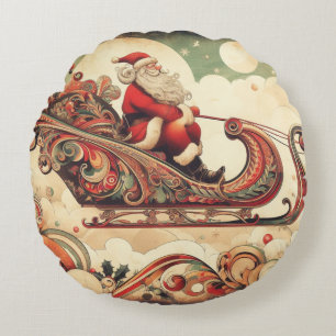 Retro/verspielt/Weihnachtsmann/Weihnachten Rundes Kissen