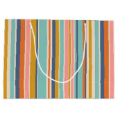 Retro vertikale orangefarbene blaue und gelbe rosa große geschenktüte (Rückseite)