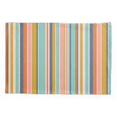 Retro vertikale orangefarbene blaue und gelbe rosa kissenbezug (Rückseite)