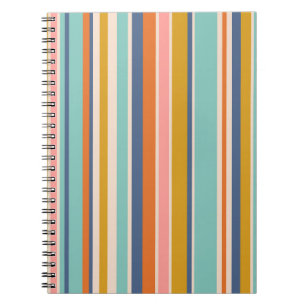 Retro vertikale orangefarbene blaue und gelbe rosa notizblock