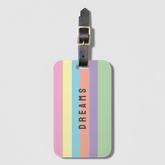 Retro Vertikale Streifen Träume individuelle Name Gepäckanhänger (Vorderseite Vertikal)