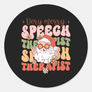 Retro Very Merry Sprachtherapeut Weihnachten Slp B Runder Aufkleber