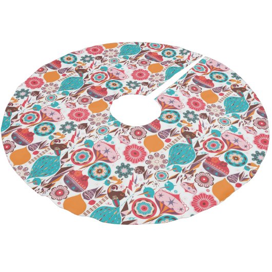 Retro Verzierung Polyester Weihnachtsbaumdecke (Schrägansicht)