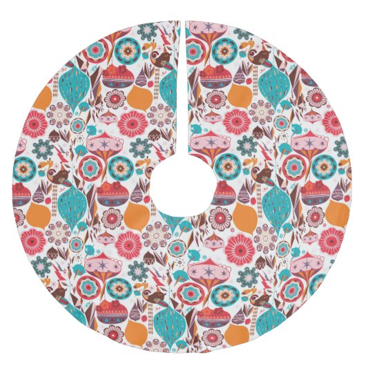 Retro Verzierung Polyester Weihnachtsbaumdecke (Vorderseite)