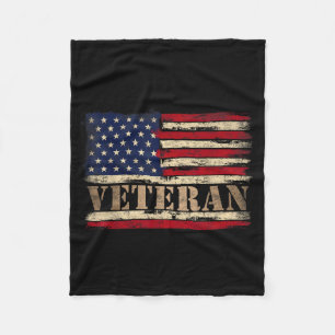 Retro Veteran Fettgedruckter Text USA-Flagge Vater Fleecedecke
