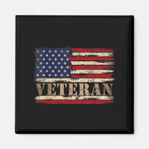 Retro Veteran Fettgedruckter Text USA-Flagge Vater Magnet