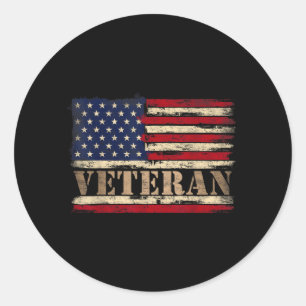 Retro Veteran Fettgedruckter Text USA-Flagge Vater Runder Aufkleber
