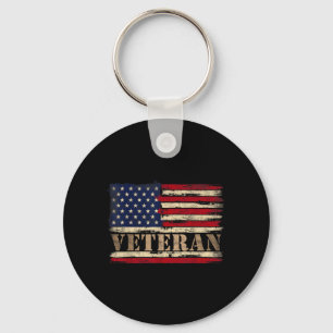 Retro Veteran Fettgedruckter Text USA-Flagge Vater Schlüsselanhänger