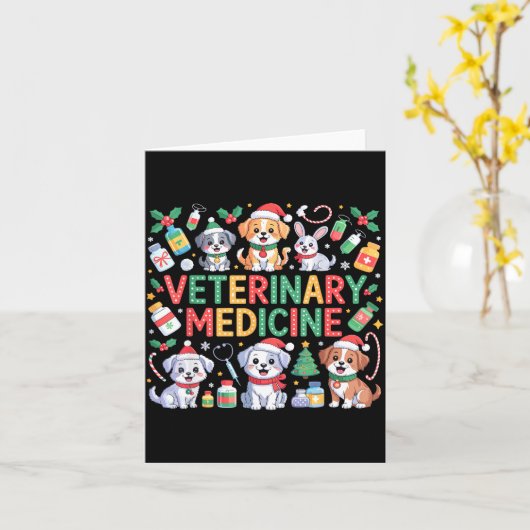 Retro Veterinary Medicine Vet Tech Cat Dog Lover C Karte (Gelbe Blume)