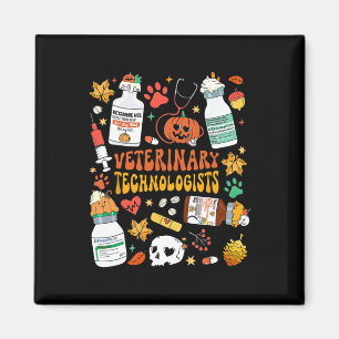 Retro Veterinary Technologists Spooky Halloween Magnet