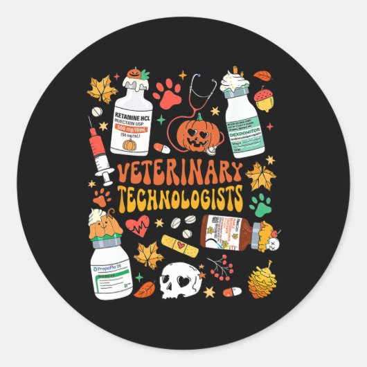 Retro Veterinary Technologists Spooky Halloween Runder Aufkleber (Vorderseite)