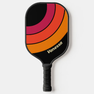 Retro VHS Kreis Streifen mit Namen Pickleball Schläger