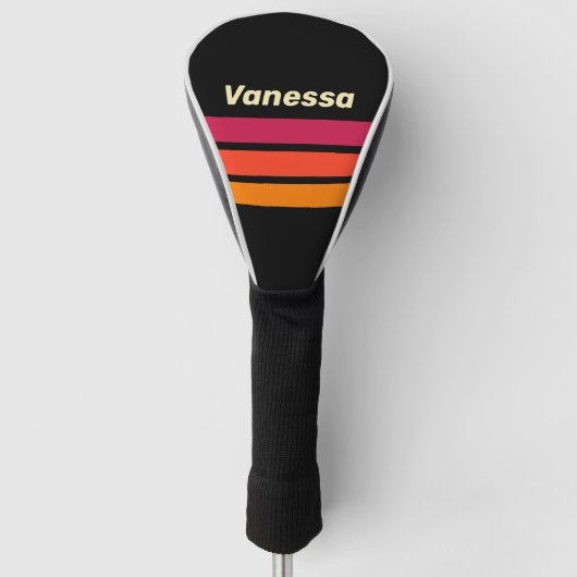 Retro-VHS-Querstrreifung mit Namen Golf Headcover (Vorderseite)
