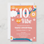 Retro Vibe 10. Geburtstag Einladung (Vorderseite)