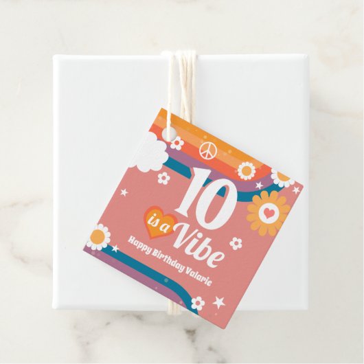 Retro Vibe 10. Geburtstag Geschenkanhänger (Beispiel)