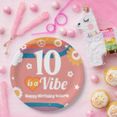 Retro Vibe 10. Geburtstag Pappteller (Party)