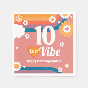 Retro Vibe 10. Geburtstag Serviette