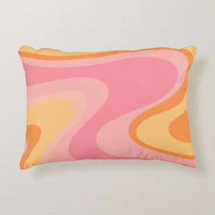 Retro-Vibe Abstract Swirl 60er 70er Pink und Orang Dekokissen