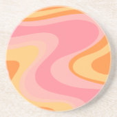 Retro Vibe Abstrakt Swirl 60er 70er Pink und Orang Getränkeuntersetzer (Vorne)
