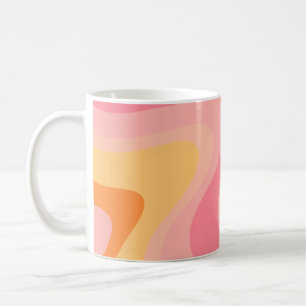 Retro Vibe Abstrakt Swirl 60er 70er Pink und Orang Kaffeetasse