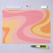 Retro Vibe Abstrakt Swirl 60er 70er Pink und Orang Seidenpapier (Handwerk)