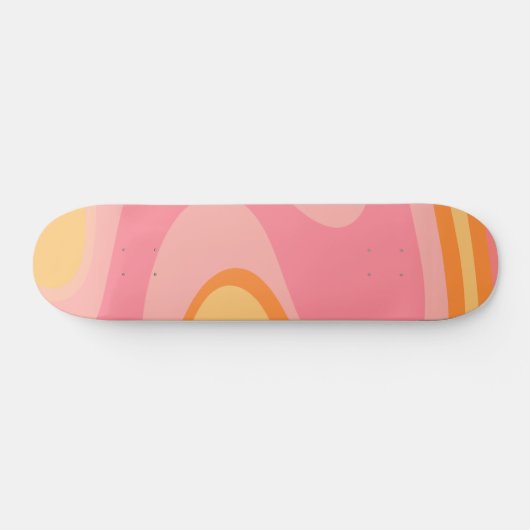 Retro Vibe Abstrakt Swirl 60er 70er Pink und Orang Skateboard (Horizontal)
