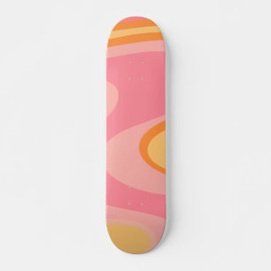 Retro Vibe Abstrakt Swirl 60er 70er Pink und Orang Skateboard