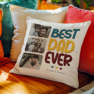 Retro-Vibe 'Bester Vater aller Zeiten' 3-Foto-Coll Kissen