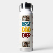 Retro Vibe 'Bester Vater je' 2 FotoCollage Trinkflasche (Vorderseite)
