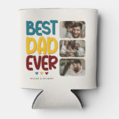 Retro Vibe 'Bester Vater je' 3 FotoCollage Dosenkühler (Vorderseite)