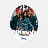 Retro Vibe Christmas Foto Ornament Aus Metall (Vorderseite links)